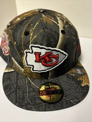 Kansas City Chiefs New Era 60 Seasons Patch Black Real Tree Size 7 5/8 Fitted - Image 1 of 4