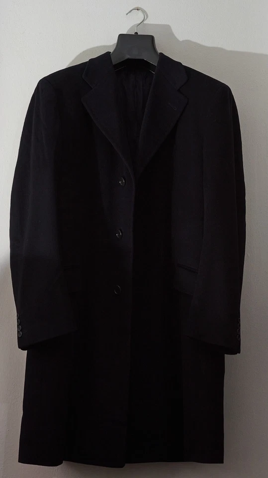 Cappotto Canali Wool Cashmere Lana Overcoat  Coat size EU 52 Black great!  - Imagen 1 de 4