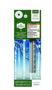 Holiday Time  7-Count Cool White LED Dripping Icicle Lights With White Wire NEW - Picture 1 of 11
