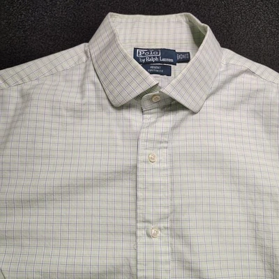 Polo Ralph Lauren Verde Púrpura Cuadros Regent Ajuste Personalizado Abotonado Para Hombres 17.5 34/35 Foto 1 de 4
