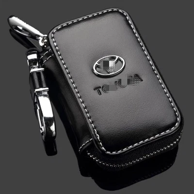 Nueva funda de cuero para llaves de coche bolsa control remoto llavero cubierta apta para accesorios de coche Toyota Foto 1 de 4