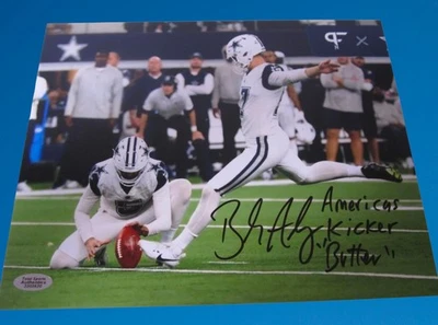 Foto de pateador de fútbol americano de la NFL autografiada a mano por Brandon Aubrey Dallas Cowboys  Foto 1 de 3