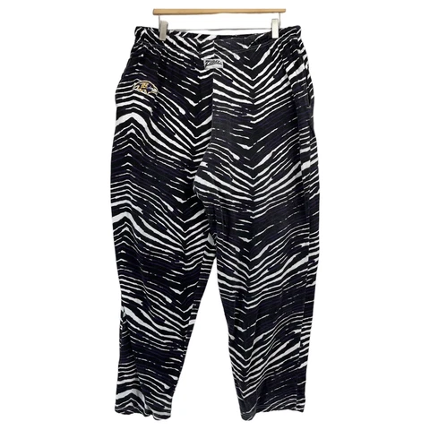 Vintage NFL Team Zubaz Baltimore Ravens Tiger Striped Pants Sz 2XL Fit 34x31 Cover