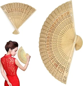 Wooden Bamboo Hand-Held Fans for Weddings Hand Folding Held Fan Chinese Fan Gift - Picture 1 of 7