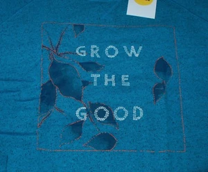 2XL Women's Life is Good Grow The Good Leaf Blue Marled Terry Crew Sweatshirt - Picture 1 of 5