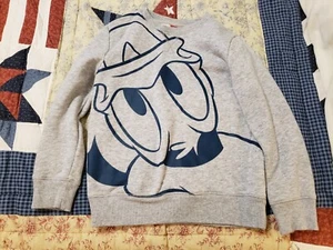 Spotted Zebra Disney Gray Crew Neck Sweatshirt Donald Duck Youth Size Small - Picture 1 of 3