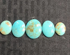 53ct. 5 Cabochons Turquoise Beautiful Blue w/Green Tone Cannonea Mine - Picture 1 of 3