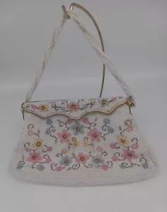 Rare Vintage Authentic JORELLE BAGS Hand Micro Beaded Floral Purse Handbag - Bild 1 von 9