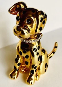Gold Dalmatian Broach with Black Enamel Spots Excellent Pre Owned Condition - Picture 1 of 5