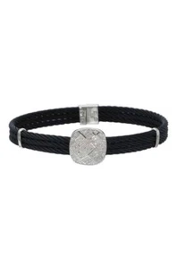 Brazalete de cable ALOR (Charriol) negro oro blanco 18K diamante y negro 3 hilos - Imagen 1 de 1