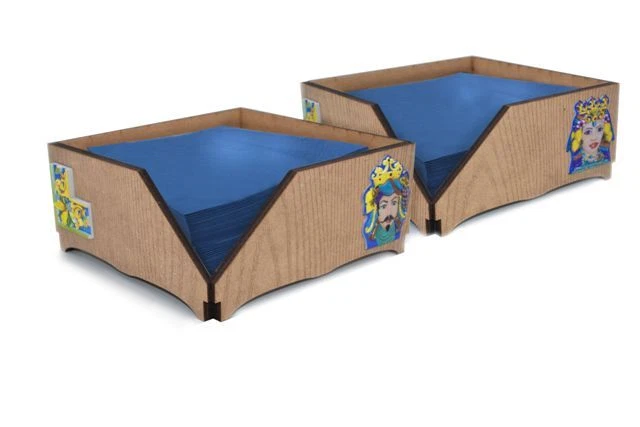 Portatovaglioli da Tavola in Legno Decoro Testa di Moro 20 x 20 cm 2 Modelli - Immagine 1 di 1