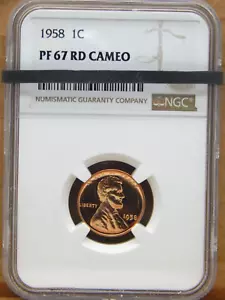 1958 - NGC GRADUADO PF67 RD CAMAFEO ROJO - CENTAVO DE TRIGO LINCOLIN¢ (BT310) - Imagen 1 de 4
