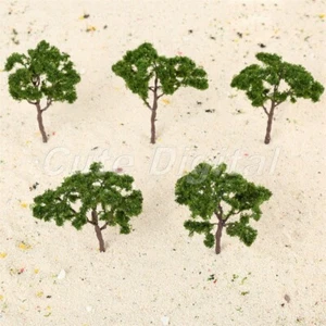5Pcs 10cm Iron Wire & Plastic Dark Green Model Trees Train Railway Scene Layout - Picture 1 of 12