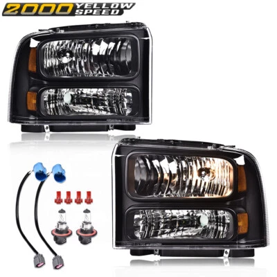 Fit For 1999-2004 Ford Super Duty F250 F350 Excursion Conversion Headlights  - Image 1 of 4