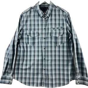 FCUK Shirt Men Size XLarge Grey Check Long Sleeve Button Down Casual Dress - Picture 1 of 12