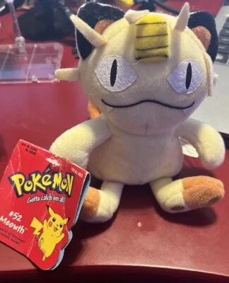 Vtg 1998 Pokemon Meowth #52 Beanbag Plush Toy 5.5" Hasbro Game Freak - Image 1 of 2