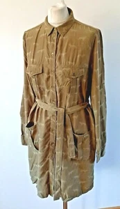 Mos Mosh Khaki Bunburry Jacquard Shirt Dress Size XS 8 10 UK - Picture 1 of 9