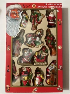 Christmas 12 Old World Antique Xmas Ornaments Santa Horse Snowman Sleigh - Picture 1 of 6