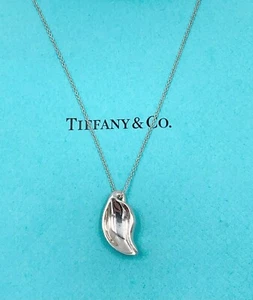 Authentic Tiffany & Co Elsa Peretti Silver Leaf Pendant Necklace - Bild 1 von 12