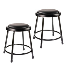 (2 Pack) Black Vinyl Padded Stool, 18" No Assembly Required