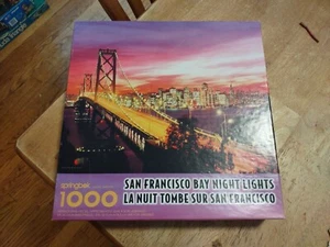 Springbok Jigsaw Puzzle 1000pcs 24"X 30" San Francisco Bay Night Lights Complete - Picture 1 of 2