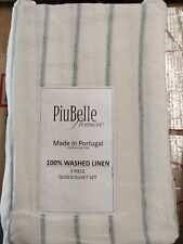 Piu Belle Premiere 3 piece Queen duvet set bedding fine linens New!Ivory & Green