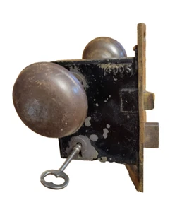 Vintage Steel Door Knobs & Latch With Key - Picture 1 of 4