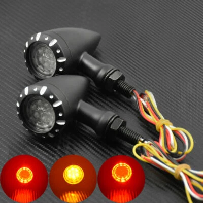 10mm Black LED Brake Blinker Light Turn Signal Fit For Harley Cruiser Chopper - Image 1 of 4