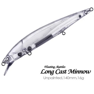 20PCS 14cm 13.4g Deepwater Rattle Minnow Unpainted Bait Blank Fishing Lure model - Image 1 of 4