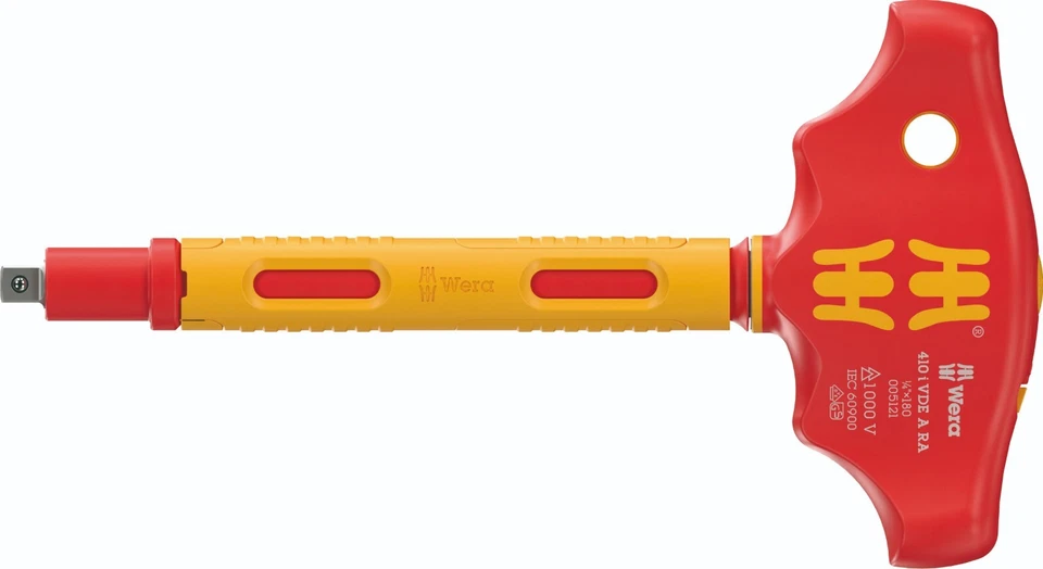 Wera 410 i VDE A RA Ratcheting T-Handle Socket Driver 1/4" Drive 05005121001 - Image 1 of 4