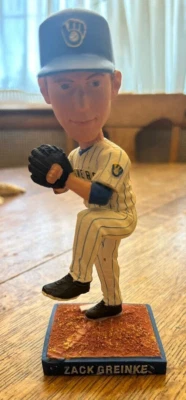 Zack Greinke Rare Pintripe Jersey Milwaukee Brewers  2011 Bobblehead with Box - Image 1 of 4