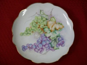 Vintage Porcelain Decorative Plate Fruit w/ Gold Trim Hand Painted Artist Signed - Picture 1 of 5