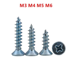 Phillips Countersunk Self Tapping Screws Zinc Plated Wood Screw M3 M4 M5 M6 - Picture 1 of 9