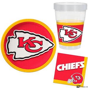 Kansas City Chiefs Plates Napkins Cups 8 Guests Party Tableware Set, Red Gold