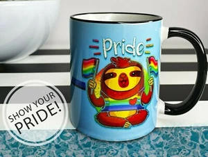 Divertida taza de café arco iris LGBT perezoso arco iris orgullo gay bandera arco iris - Imagen 1 de 3