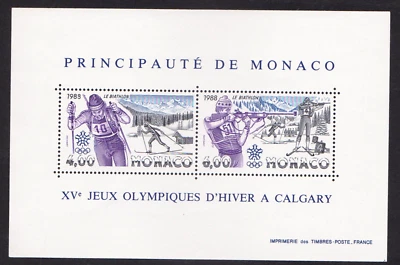 MÓNACO - JUEGOS OLÍMPICOS DE INVIERNO 1988 CALGARY - MIN. HOJA COMO NUEVA NH Foto 1 de 3