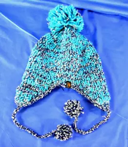 SCREAMER Azul/Gris Mezcla SUÉTER TEJIDO GORRO Gorra de Esquí Sombrero POM POM TOP Forrado de Vellón - Imagen 1 de 6