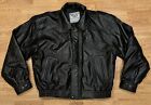 Corvette Men's Black Genuine Leather Zip Up Bomber Racing Jacket Size Xl