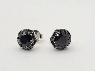 JTV Black Spinel Rhodium Over Sterling Silver Earrings 4.55ctw - Image 1 of 4