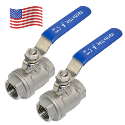 1/2 inch 1/2" Ball Valve,316 Stainless Steel Full Port,2-Piece, 1000WOG, 2Pack - Image 1 of 4