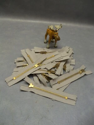 4" Zipper Gray Closed End Golden Brass YKK beige 5Y Lot of 23 - Image 1 of 3