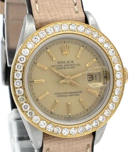 Ladies Vintage ROLEX Oyster Perpetual Datejust 26mm Gold Tapestry Dial Watch - Picture 1 of 4