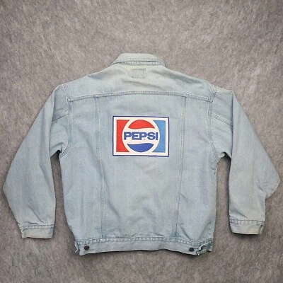 VTG PEPSI Jean Jacket Adult XL Blue Denim Trucker Nothing Else Is A Pepsi Patch - Image 1 of 4