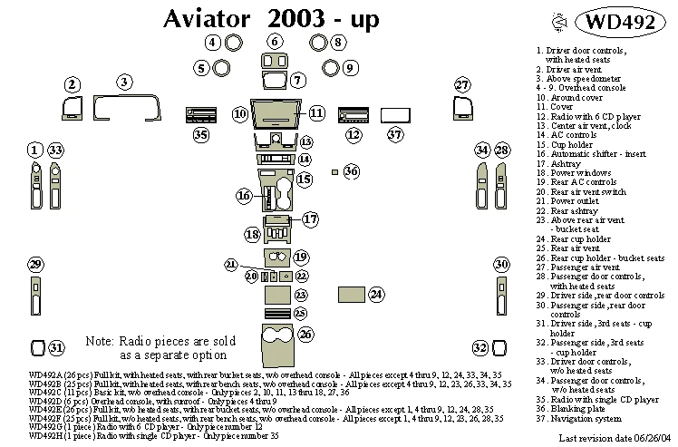 KIT EMBELLECEDOR TABLERO LINCOLN AVIATOR 2003 2004 2005 2006 b Foto 1 de 1