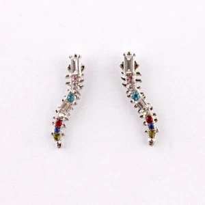 Pave Crystals Ear Climbers Gold Silver Earrings For Women Fashion Jewelry  - Picture 1 of 28