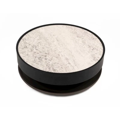 Modrest Miranda - Mesa de centro redonda moderna de cerámica + roble negro Foto 1 de 4