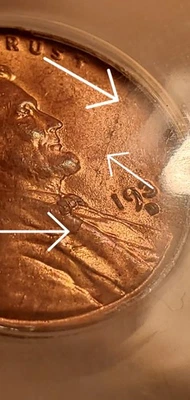 1932 D 1c Lamination Mint Error Wheat Cent Coin Anacs MS64 RB - Image 1 of 4