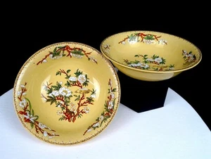 Wedgwood Porcelain Cuckoo Yellow Antique 2 Pc 6 1/4" Coupe Cereal Bowls 1898 - Picture 1 of 9