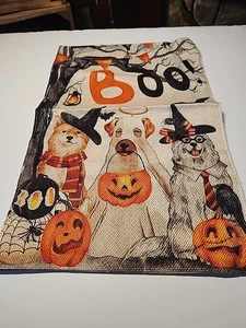Sackleinen Garten Flagge 11x18 Halloween Boo mit Hunden - Bild 1 von 1
