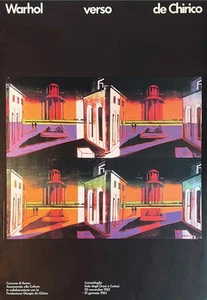 Andy Warhol Verso de Chirico 1982 Rome Italy Exhibition Poster 38-1/2 x 26-1/2 - Picture 1 of 4